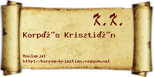 Korpás Krisztián névjegykártya
