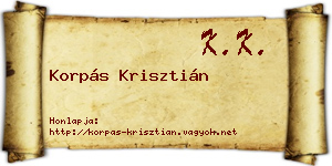 Korpás Krisztián névjegykártya